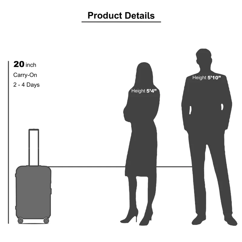 Senator  unisex hard case carry on luggage lightweight pp fashion trolley luggage with 360° degree 4 twin wheel and safe zippers kh1010 light grey  | Best Price UAE
